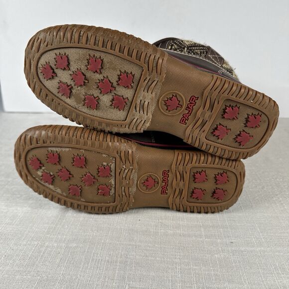 Pajar 63 Canada Weathergear Fair Isle Shearling Lined Lace Up Grip Boots 7-7.5 - Picture 11 of 16